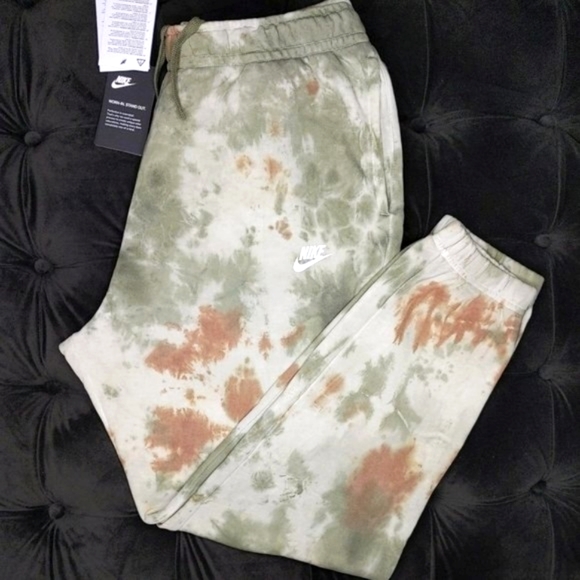 Nike Pants XL XXL Terry Knit Cotton Natural  Tye Dye Lightweight Olive Neutral - Picture 1 of 6